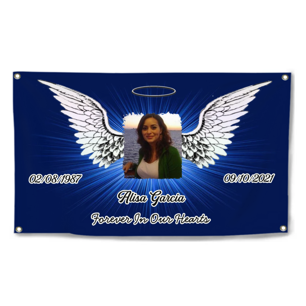 Unique Custom Banner, Personalized Photo & Texts Angle Wing Memorial Banner