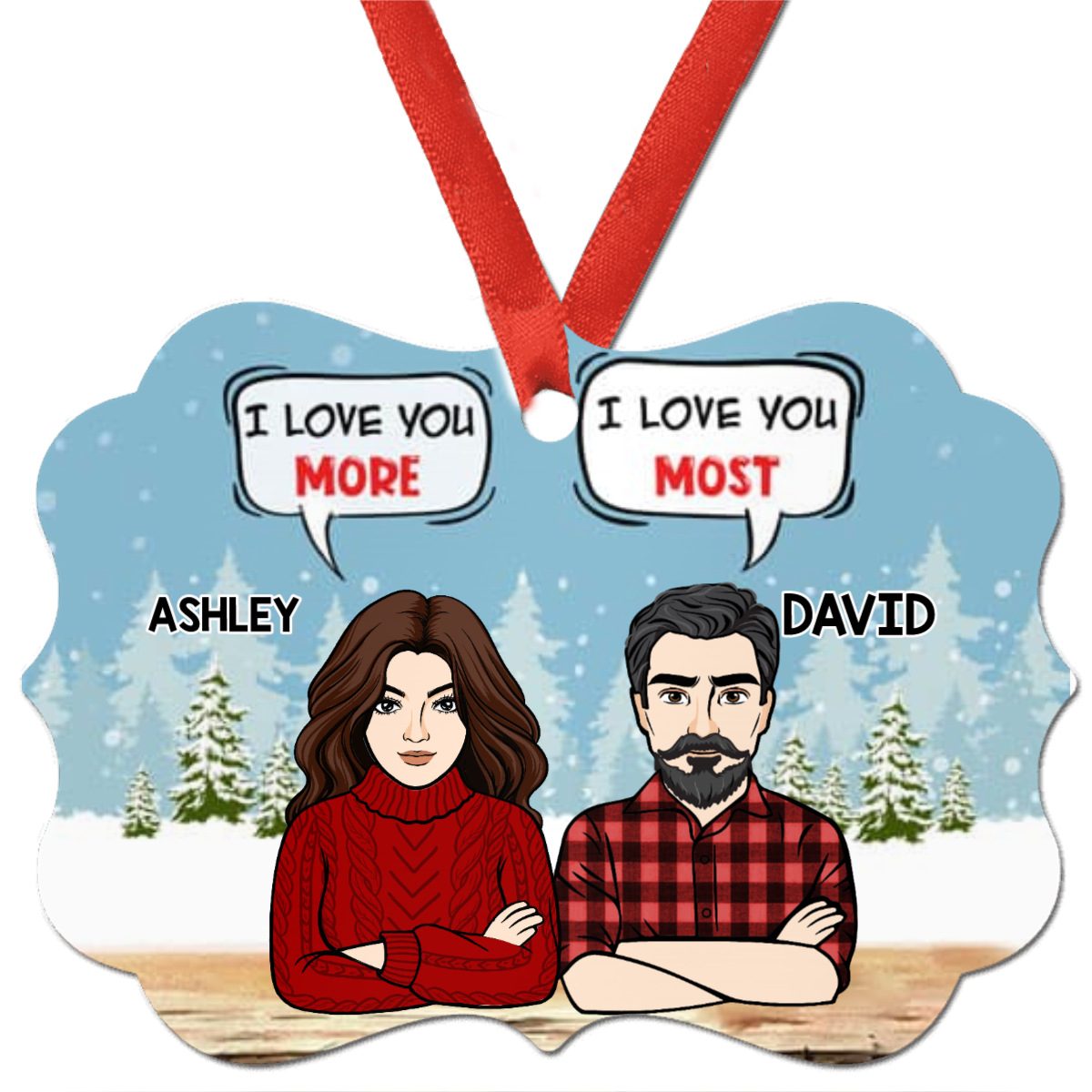 Couple Love You More Personalized Circle Ornament