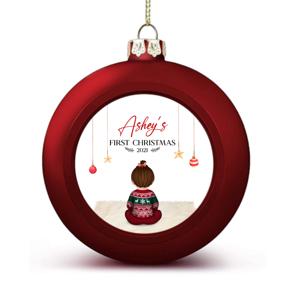 Baby Back View First Christmas Personalized Ball Ornaments