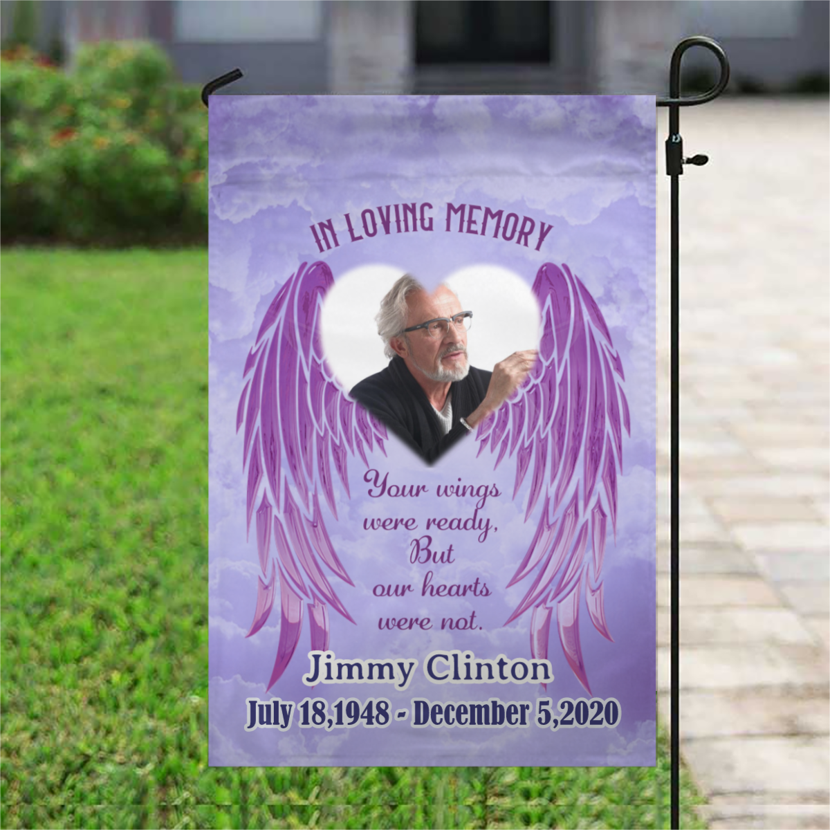 In Loving Memory Personalized Photo Memorial Garden & House Flag
