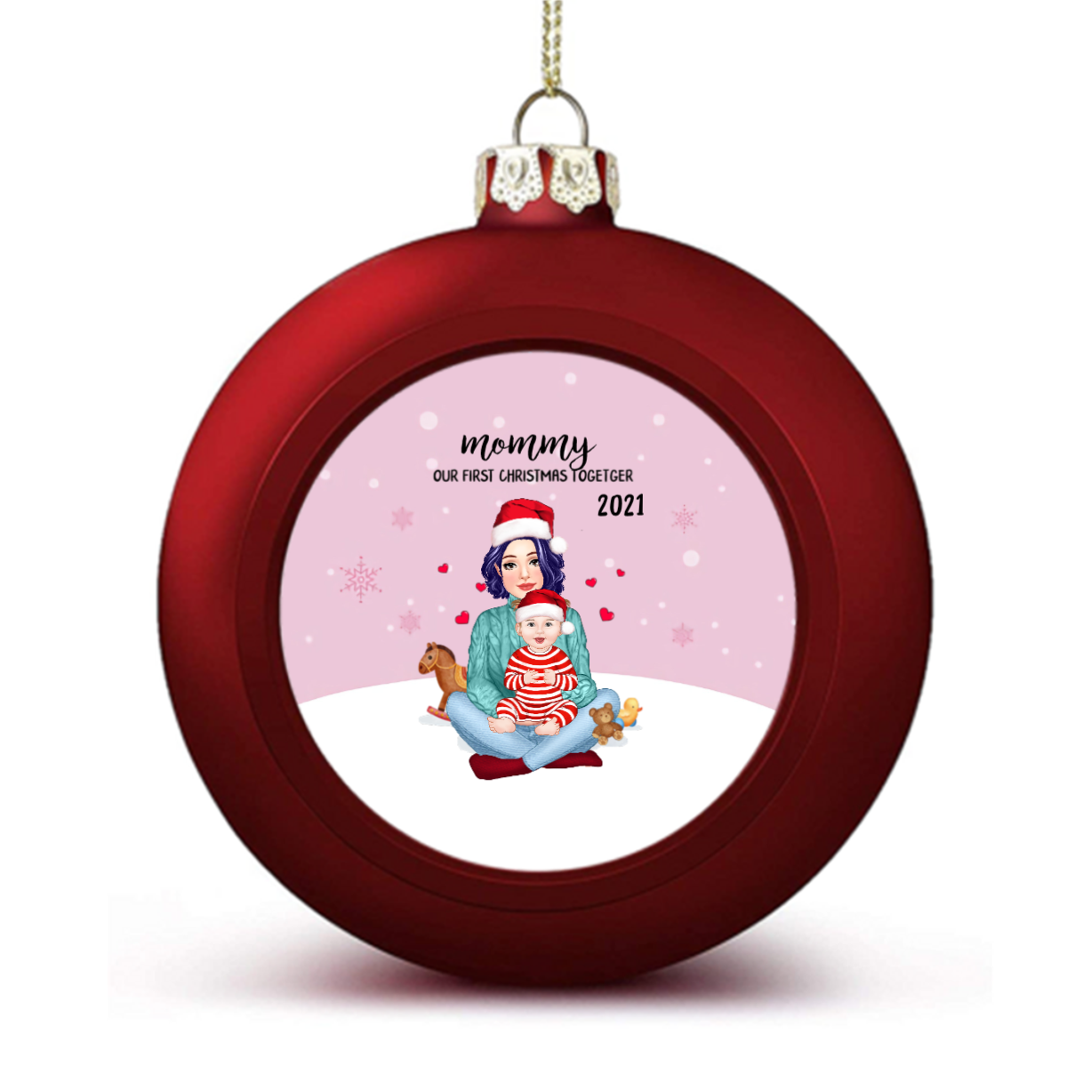 Mom & Baby First Christmas Pastel  Ball Ornaments