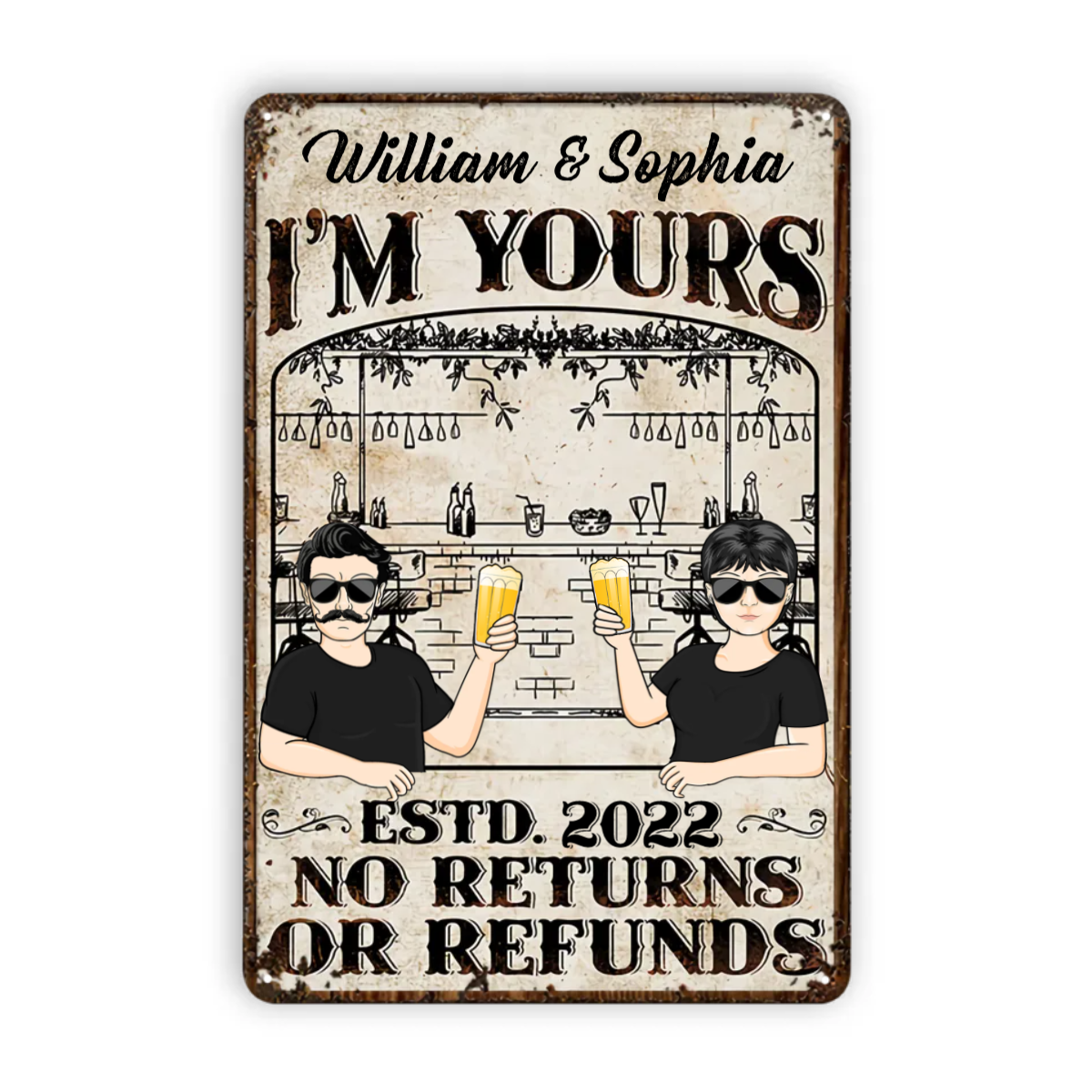 No Returns Or Refunds - Gift For Couples - Personalized Custom   Metal Signs