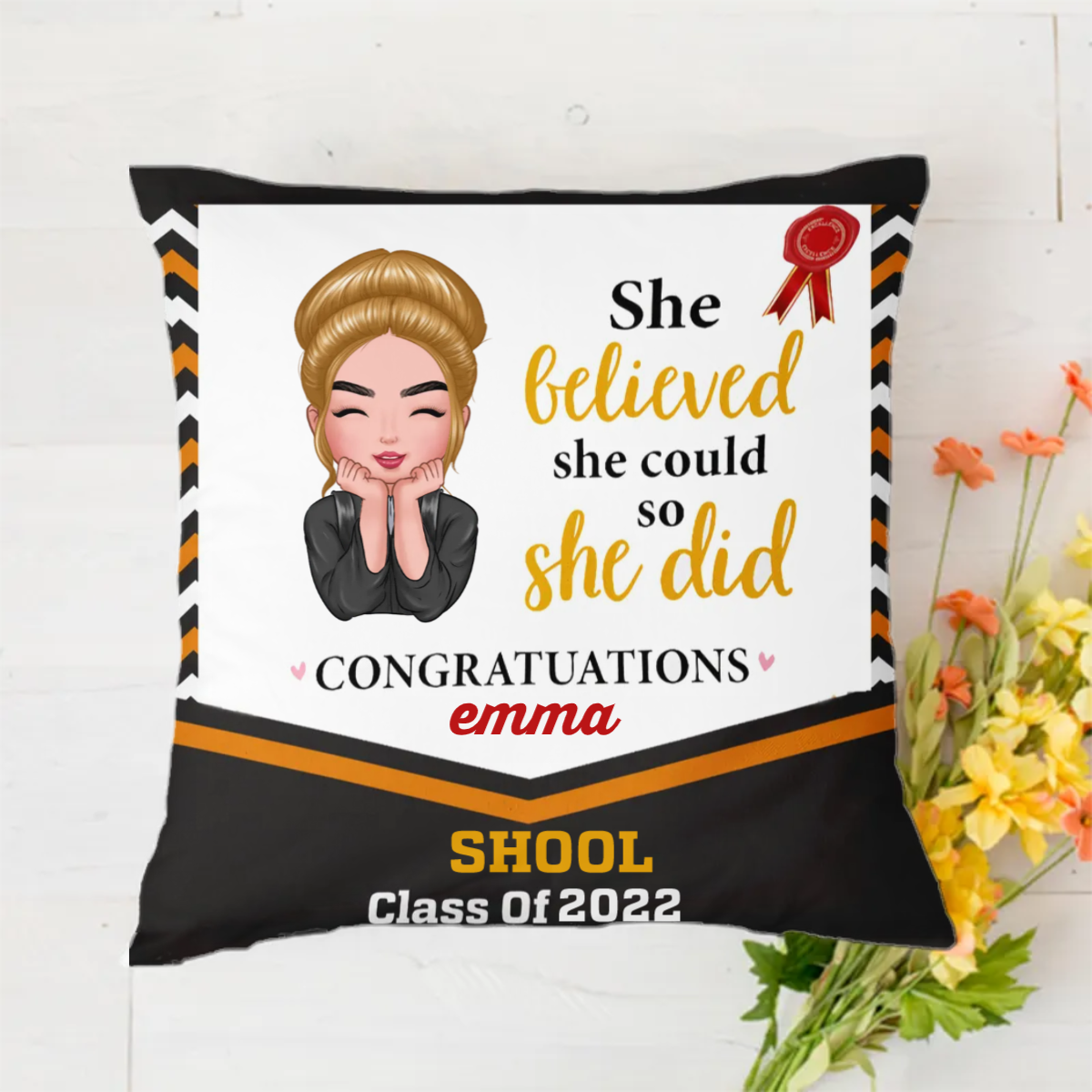 Graduation Girl Pillow