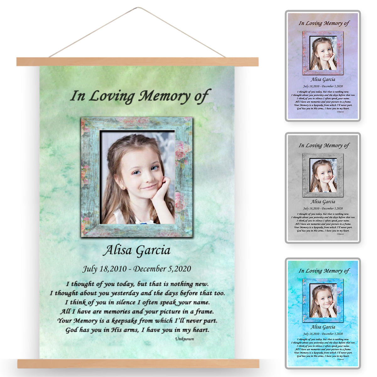 Personalized Scroll Painting, Custom Scroll Painting, Memorial Gifts, In Loving Memory With Wooden Poster Hanger