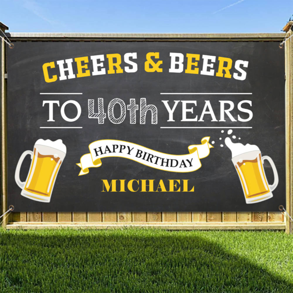 Cheers and Beers Happy Birthday Banner