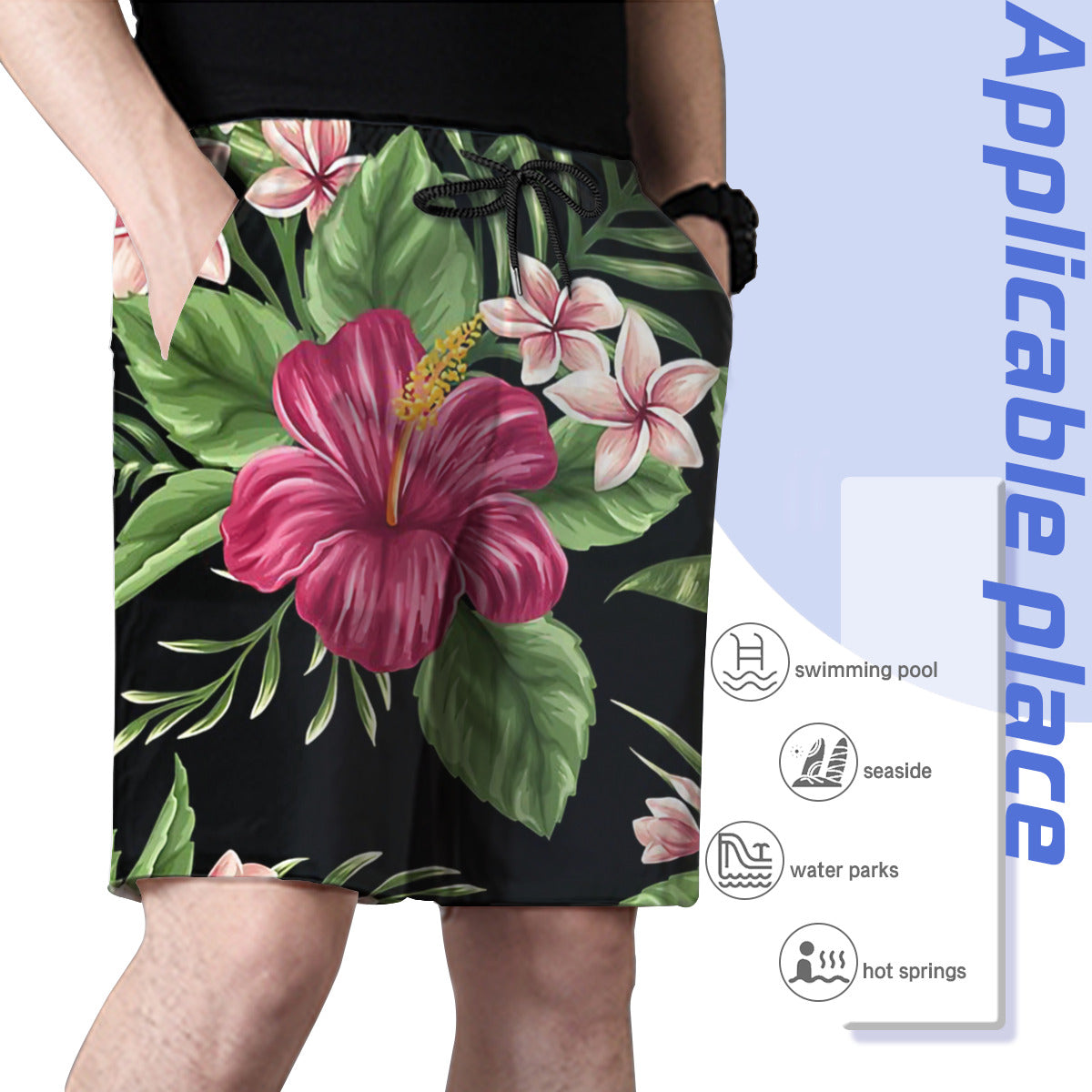 Tropical Flowers Graphic Men's Swim Trunks No.7XE7IL