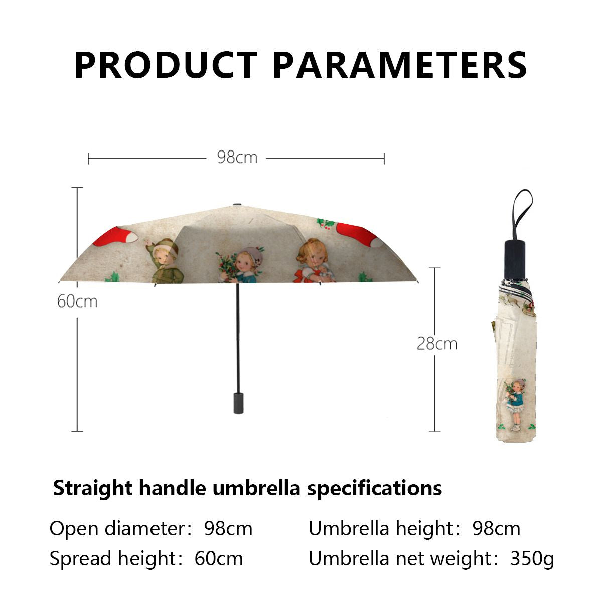 Vintage Christmas Brushed Polyester Umbrella No.7ZT7FC