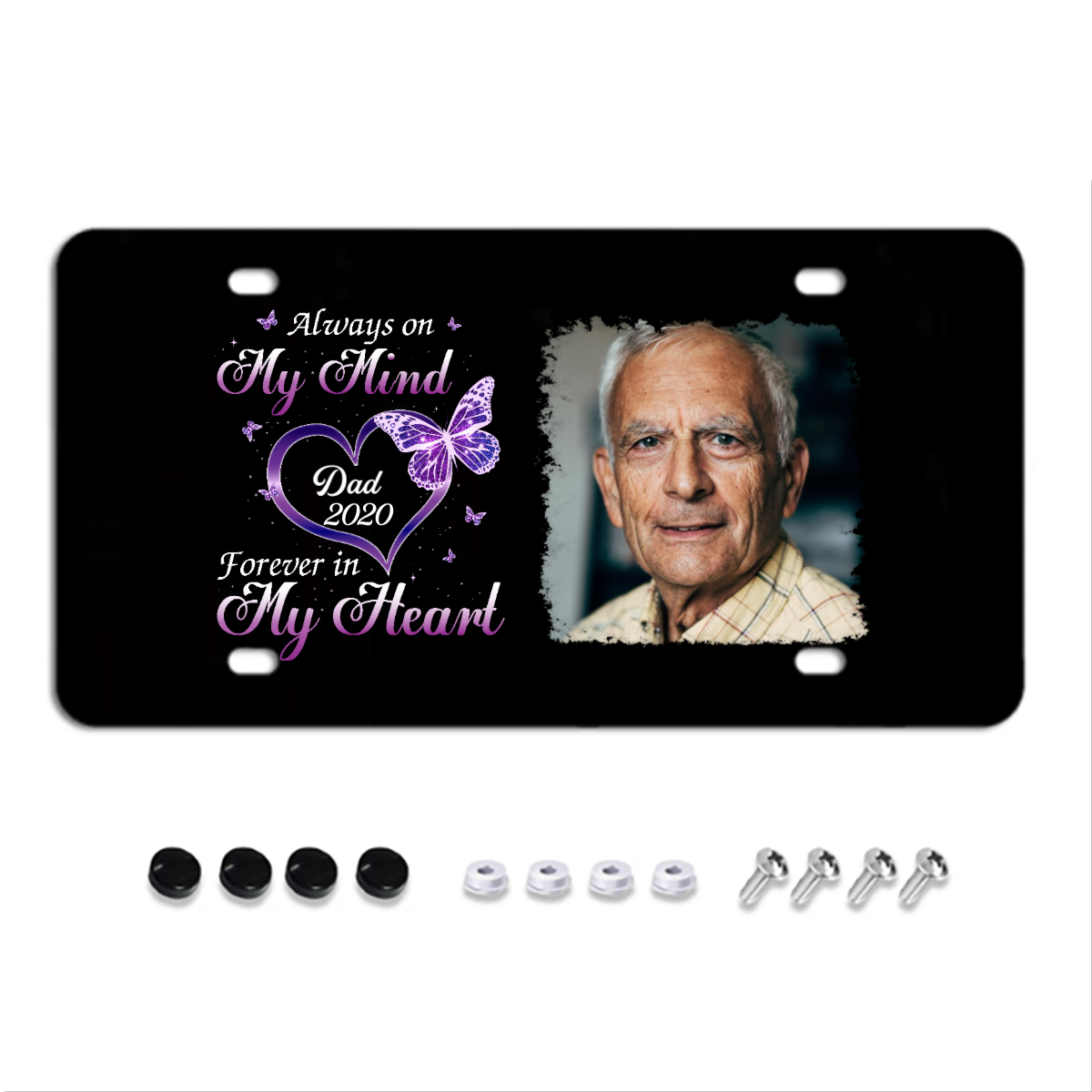 Forever In My Heart Butterfly Memorial Personalized Photo License Plates