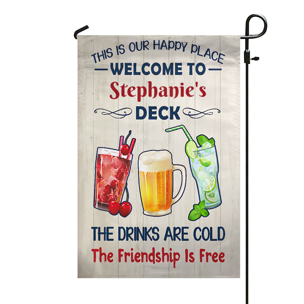 Personalized Backyard Deck Gardening Drink Friendship Flag