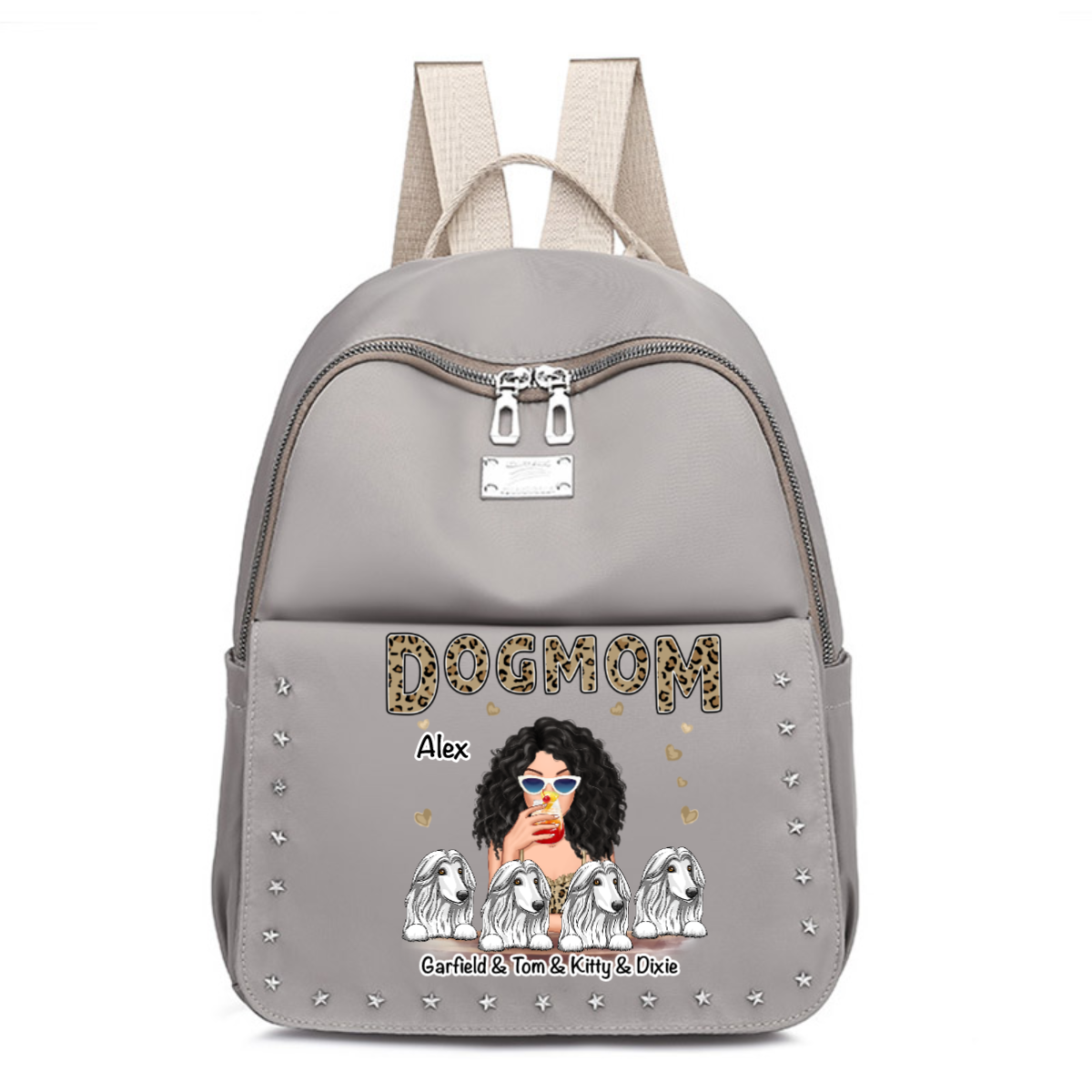 Dog Mom Of Leopard Shirt Personalized Backpack
