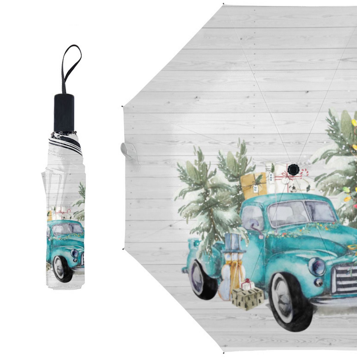 Rustic Farm Truck Christmas Family Name Umbrella No.8H2RHO