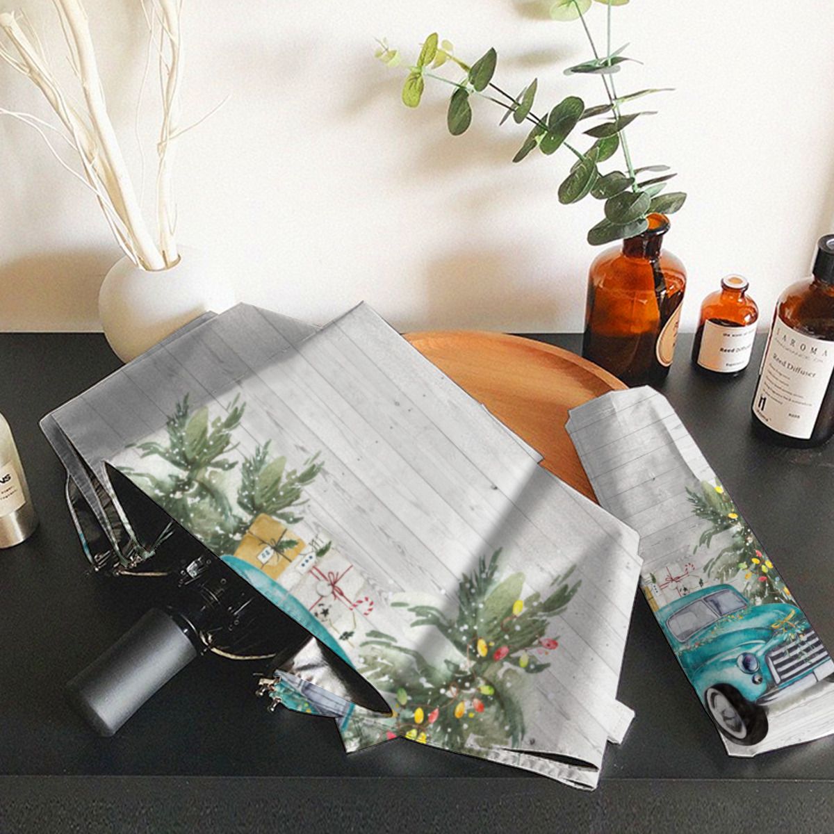 Rustic Farm Truck Christmas Family Name Umbrella No.8H2RHO