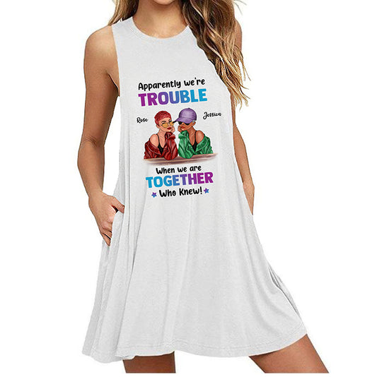 Trouble Together Fashion Besties Personalized Women Dresses