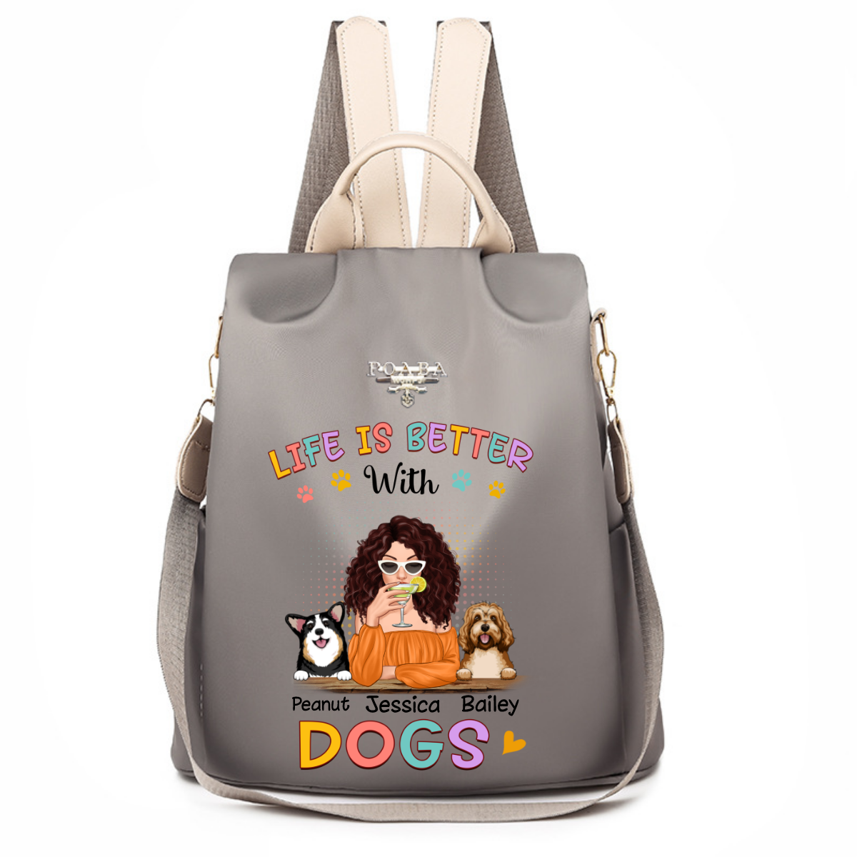 Colorful Better With Dogs Cocktail Girl Personalized Backpack