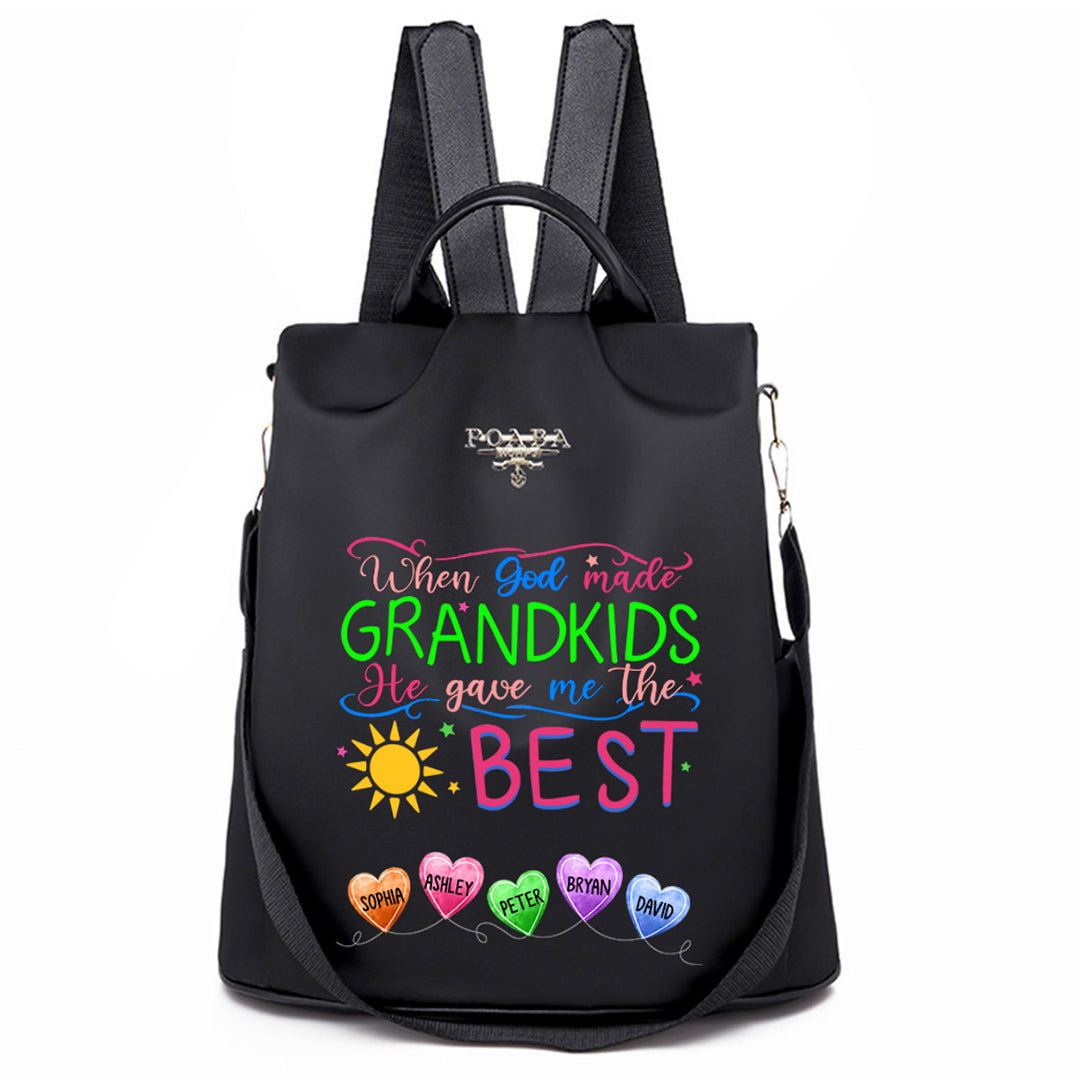 God Gave Me The Best When Made Grandkids Grandma Personalized Backpack