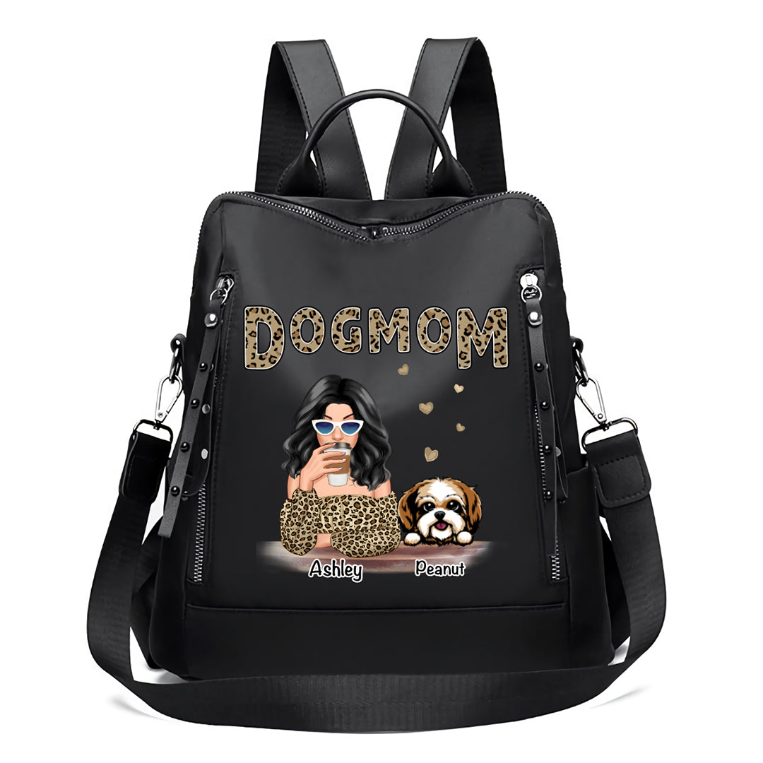 Leopard Shirt Dog Mom Personalized Backpack