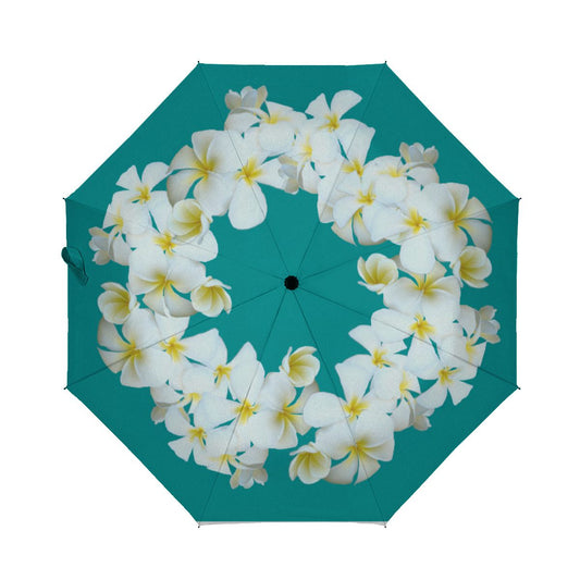 Lagoon Blue Tropical Plumeria Christmas Umbrella No.C5T5L5