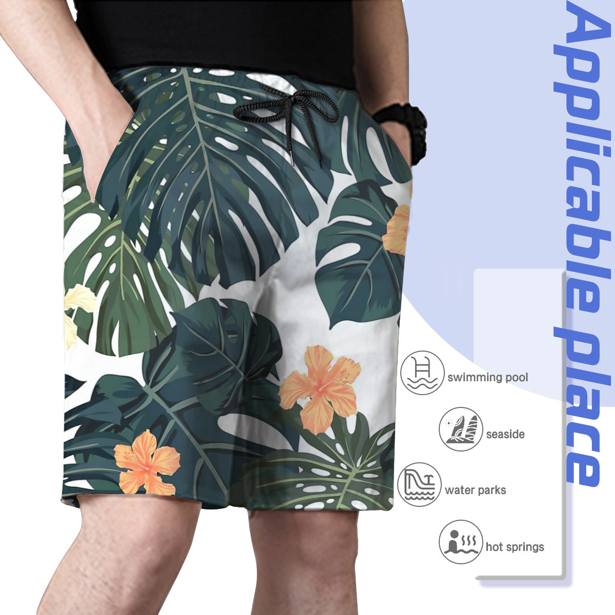Tropical Blossom Graphic Men's Swim Trunks No.CO5TDC