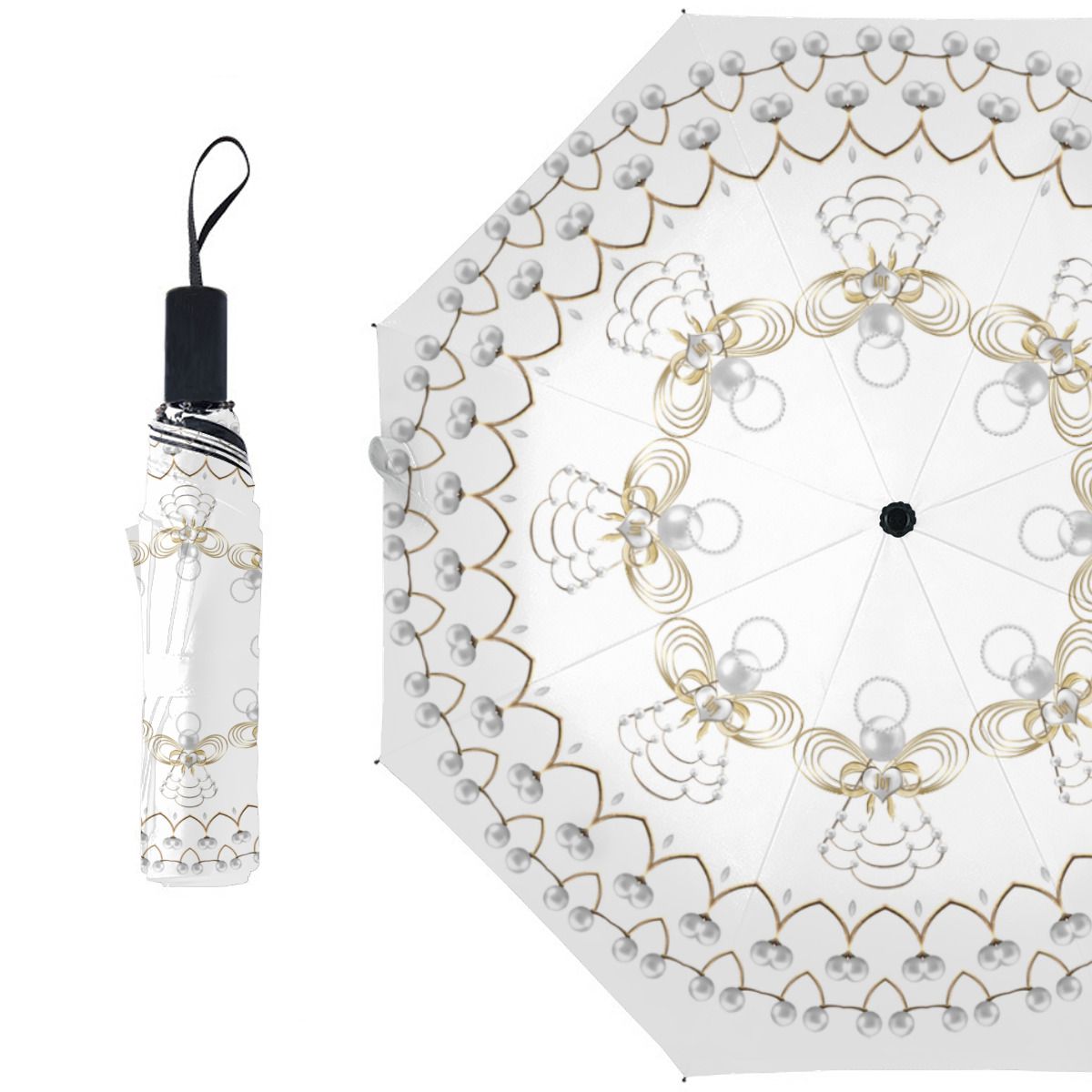 Pearl Christmas Angel Of Joy Circle Custom Brushed Polyester Umbrella No.CWKOWP