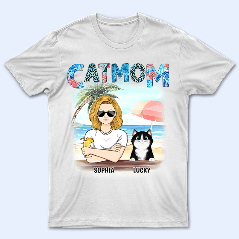 Cat Mom Summer Patterned Personalized Custom T Shirt