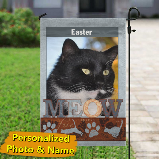 Cat's Meow Personalized Photo & Name – Garden Flag & House Flag