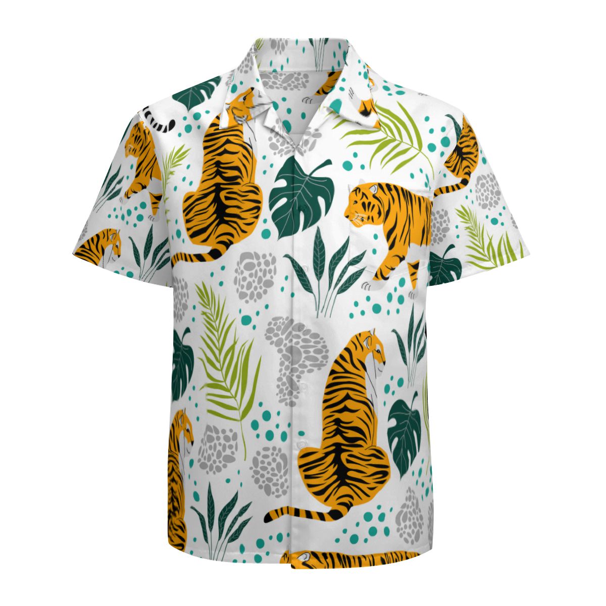 Tropical Leaves Tiger Hawaiian Shirts No.D9ZZK5