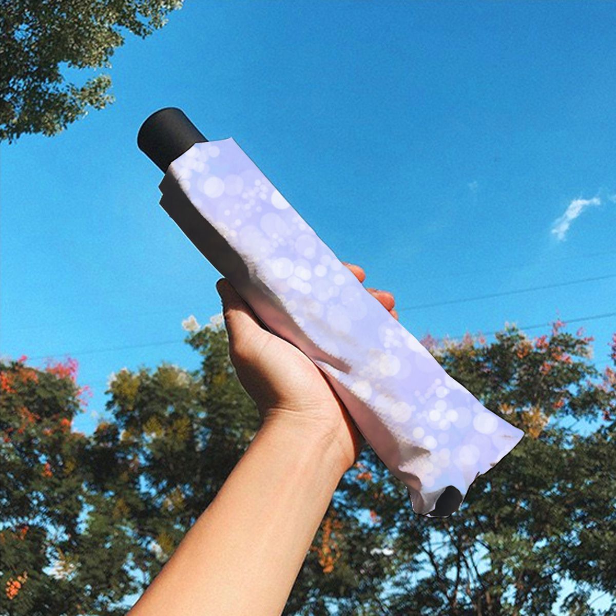 Blue Bokeh Fleece Umbrella No.DQYVSP