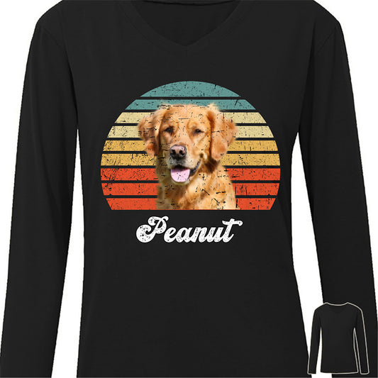 Dog Cat Vintage Retro Photo, Custom Photo Personalized Long Sleeve Shirt