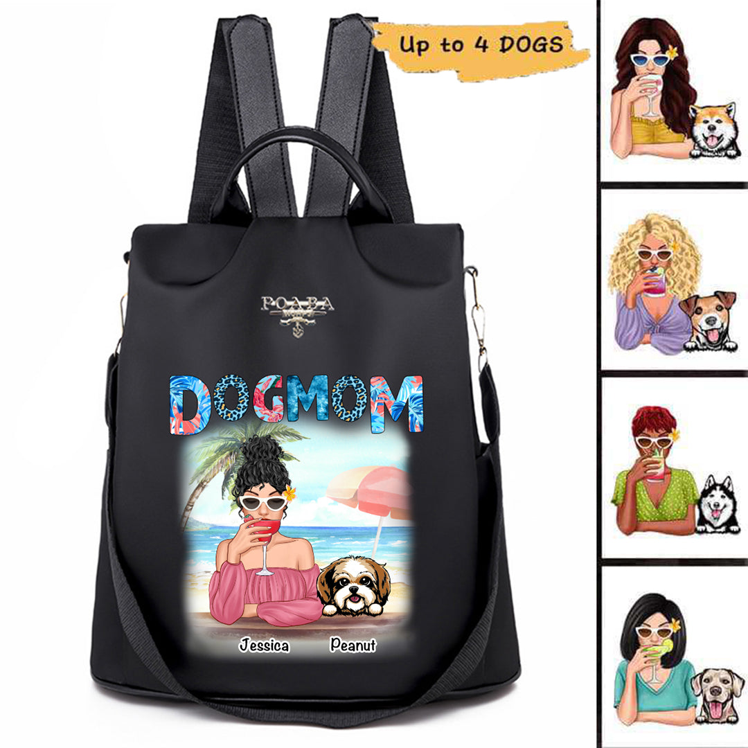 Dog Mom Summer Patterned Personalized Backpack