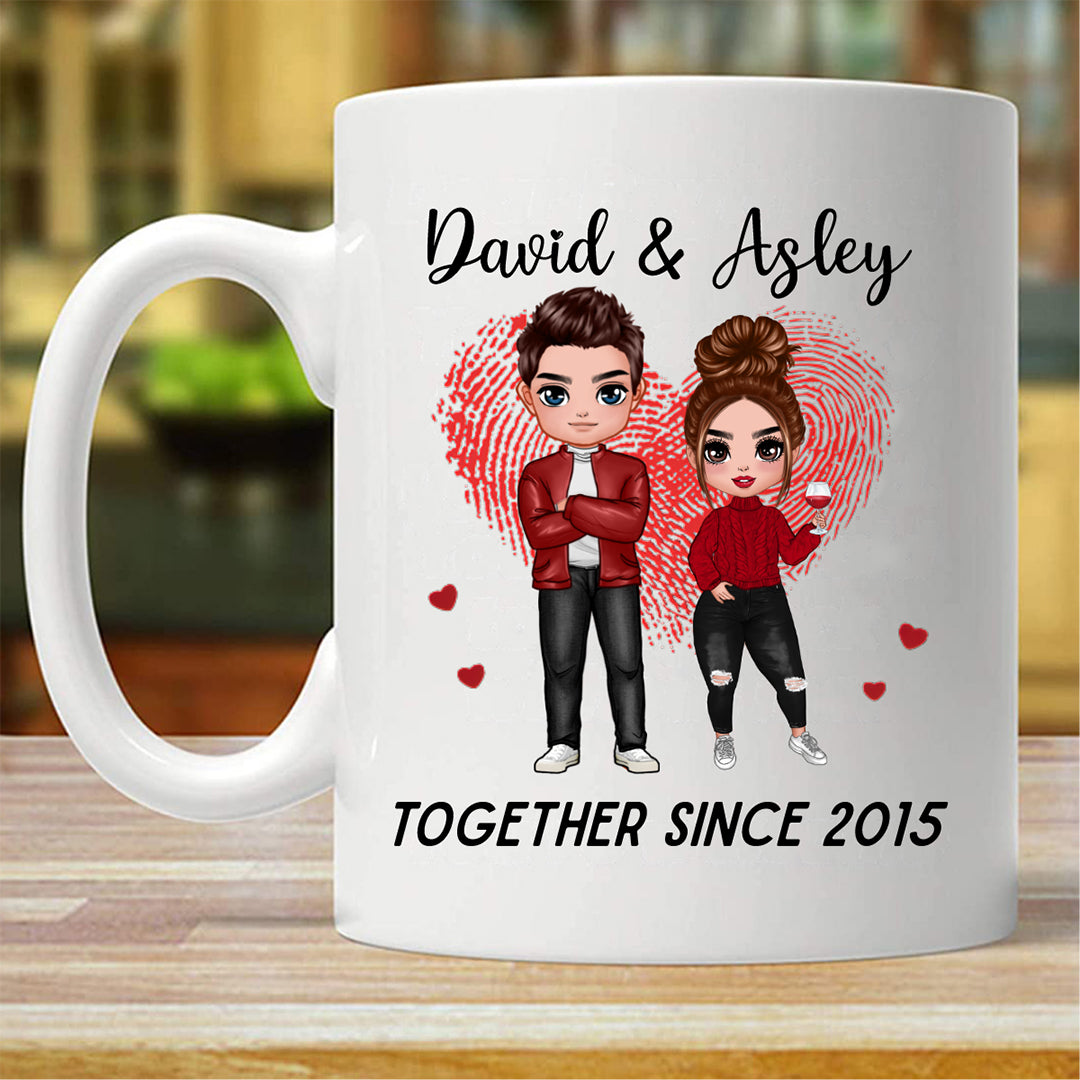 Doll Couple Together Since Anniversary Gift Personalized Mug (Double-sided Printing)