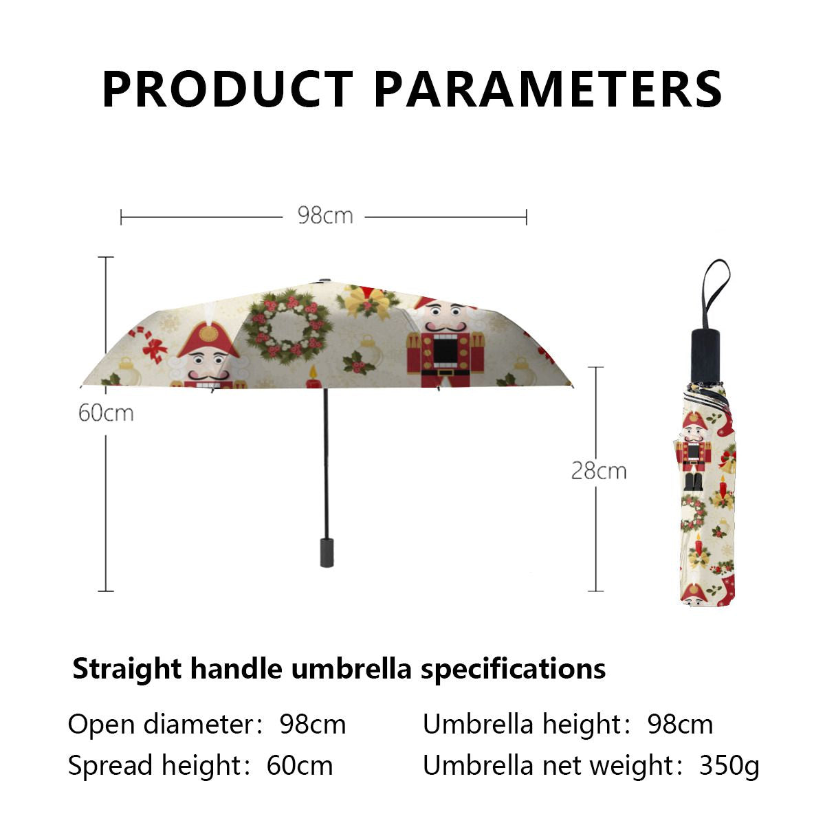 Red And Gold Nutcracker Fleece Umbrella No.E2R874