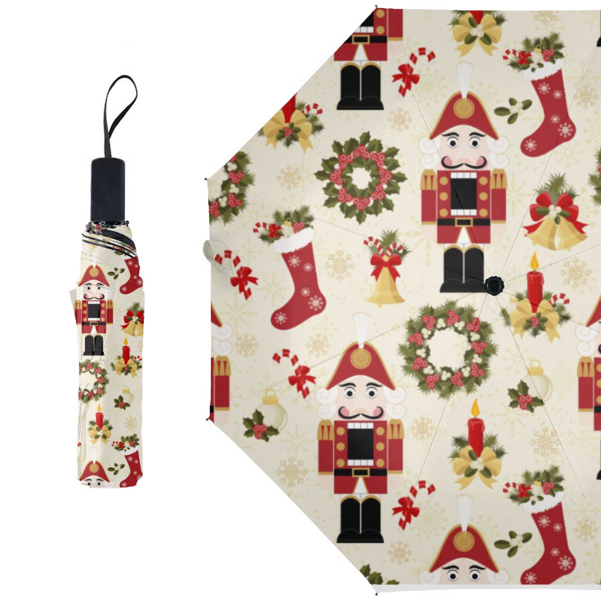Red And Gold Nutcracker Fleece Umbrella No.E2R874