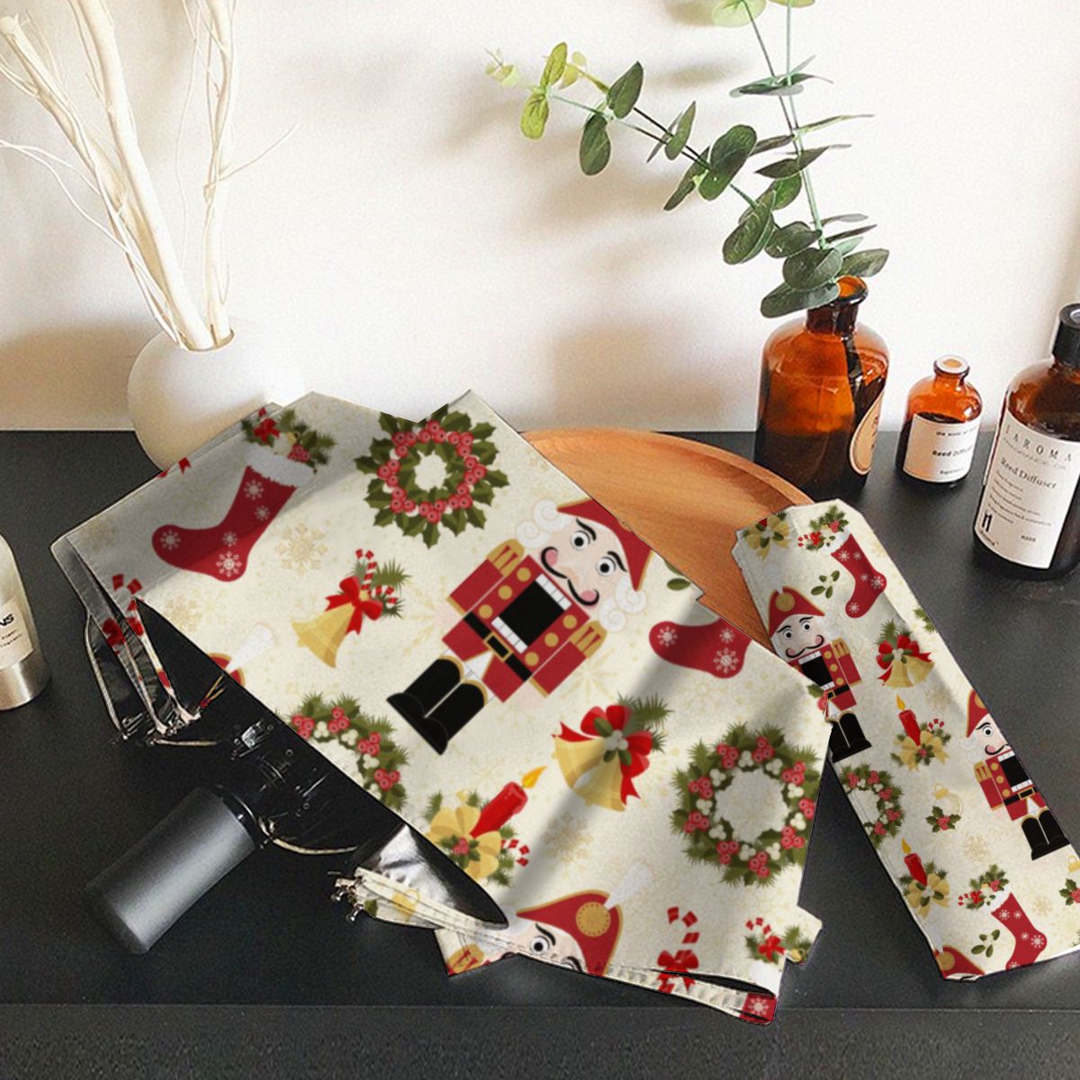 Red And Gold Nutcracker Fleece Umbrella No.E2R874