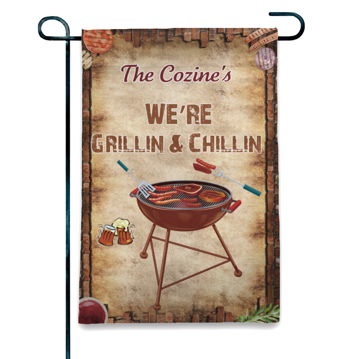 Customized BBQ pit Flag, Grillin and Chillin Flag, backyard flag, party flag No.EDI4YR