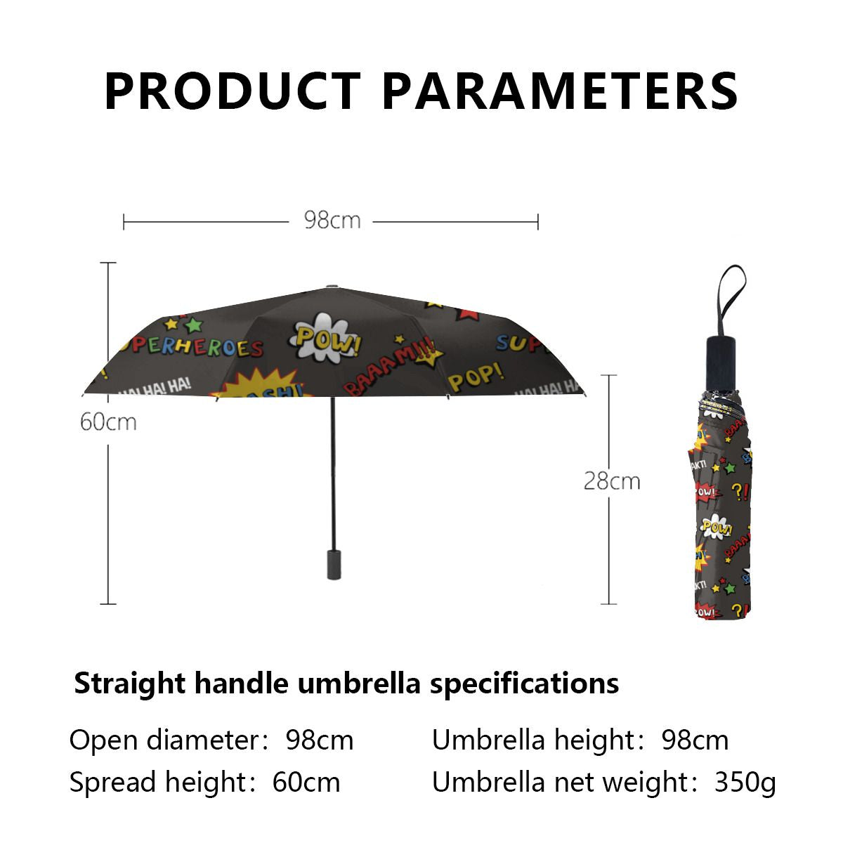 Superhero Colorful Fun Pattern Fleece Umbrella No.GORX47