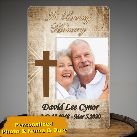 God Bless Memory Tin Signss, family loss Tin Signss, In Loving Memory Tin Signs, graveyard decorations, In memory dad, cemetery photo Tin Signs