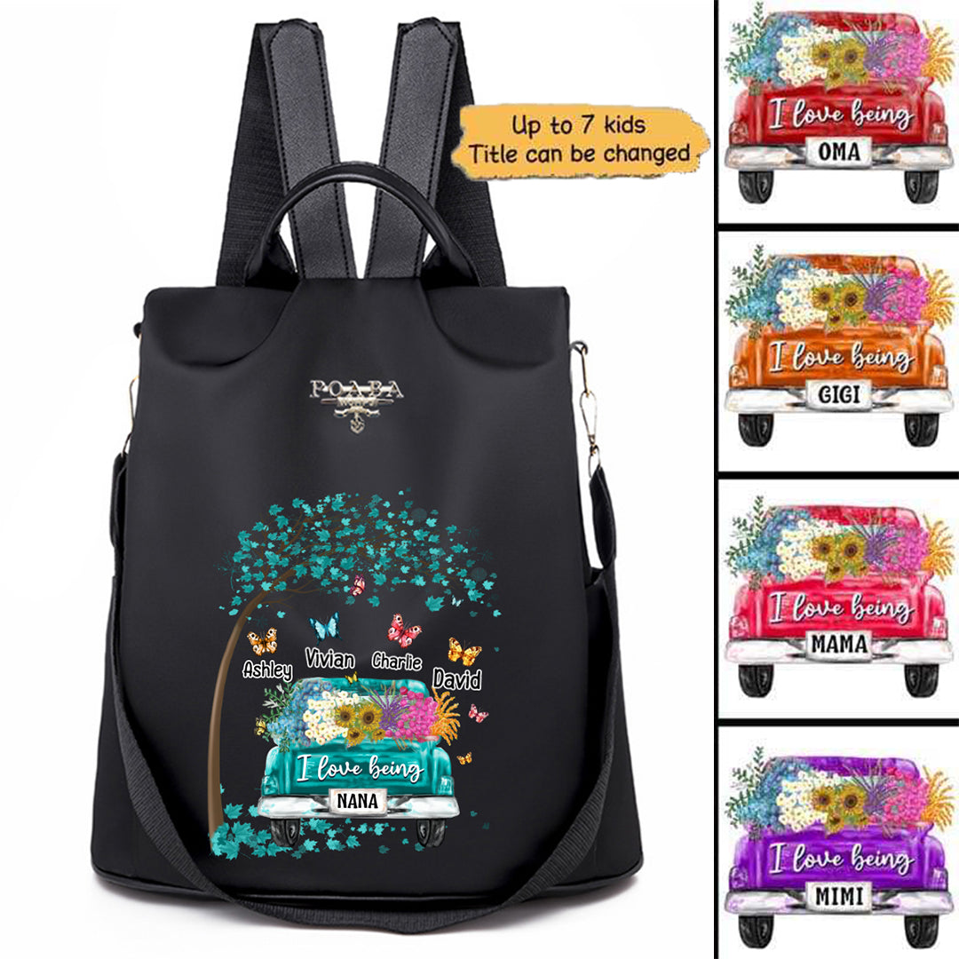 Grandma Truck Butterflies Personalized Backpack