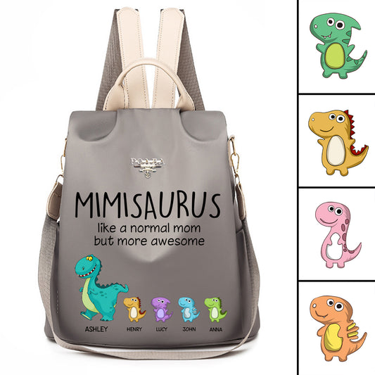 Grandmasaurus And Kids Personalized Backpack