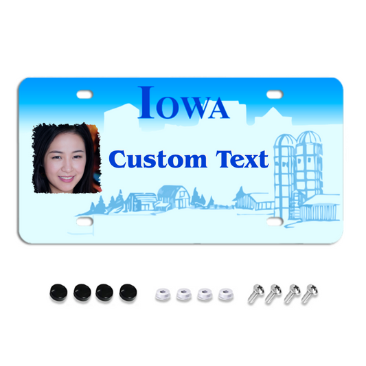 Iowa Custom License Plates, Personalized Photo & Text & Background