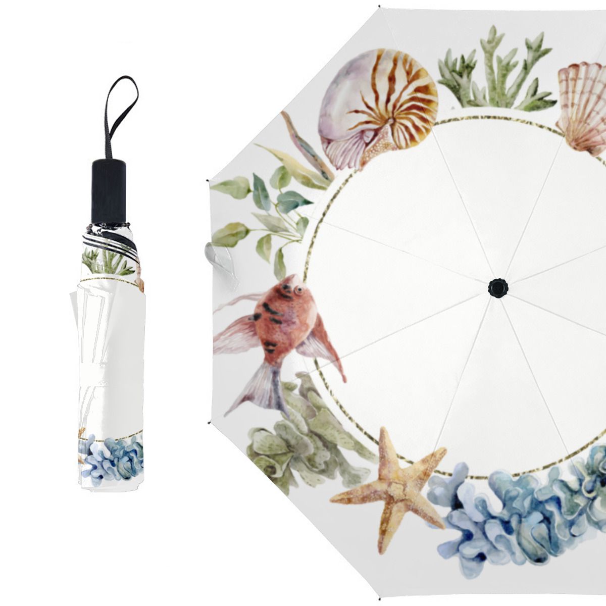 Tropical Mele Kalikimaka Coastal Theme Christmas Faux Linen Umbrella No.JIE4JJ