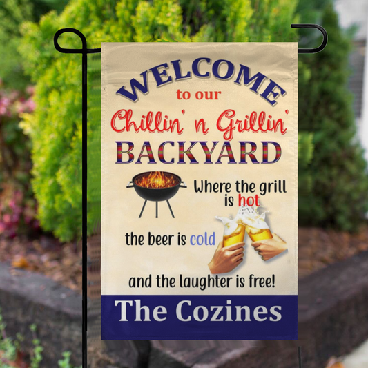 Personalized Welcome to our Backyard Yard Sign No.JIY7U6