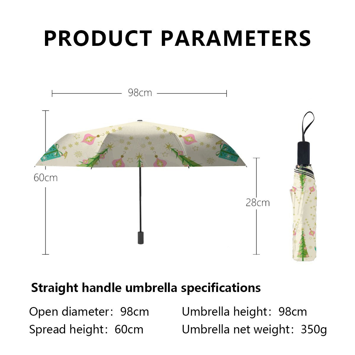 Vintage Holiday Sparkle By Studioxtine Brushed Polyester Umbrella No.JSWQVG