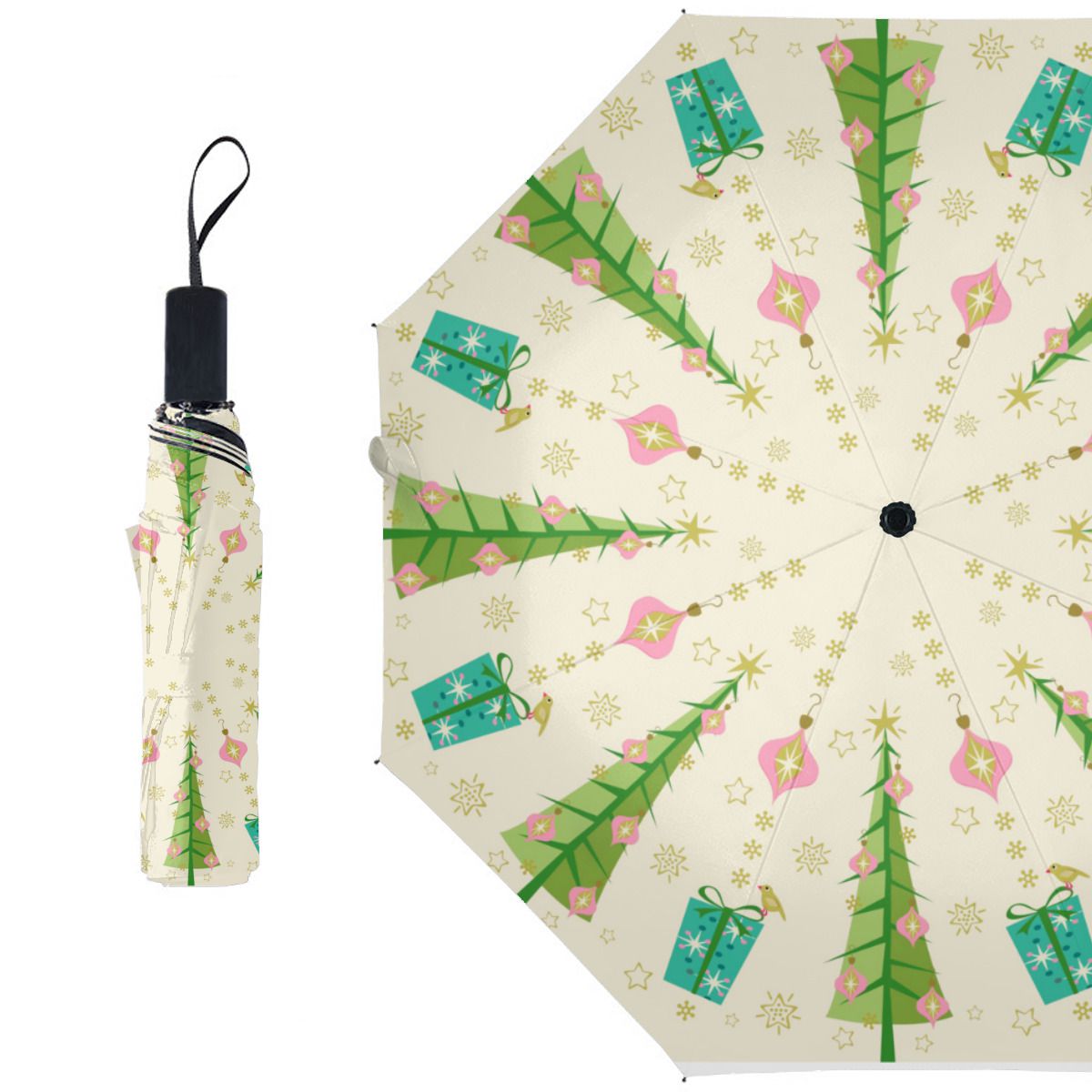 Vintage Holiday Sparkle By Studioxtine Brushed Polyester Umbrella No.JSWQVG