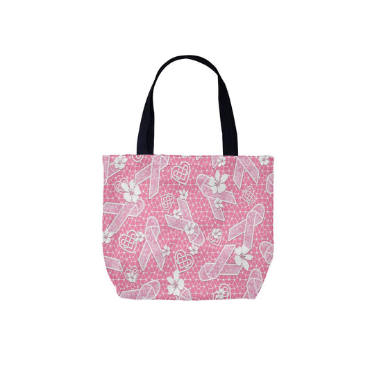 White Lace Pink Breast Cancer Awareness Canvas Bag No.3BRIGK