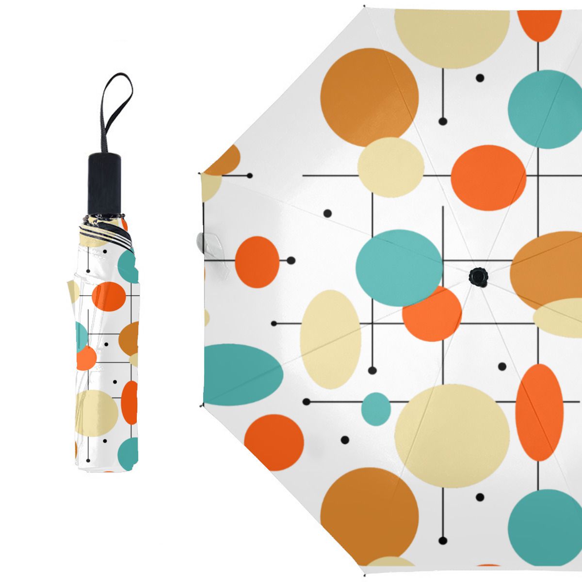 Orange Turquoise Circles Mid Century Christmas No.KBAVK9