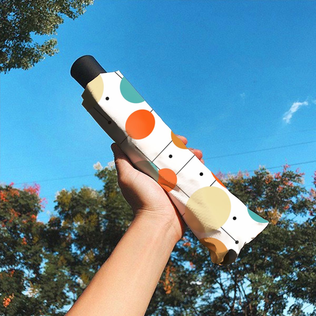 Orange Turquoise Circles Mid Century Christmas No.KBAVK9