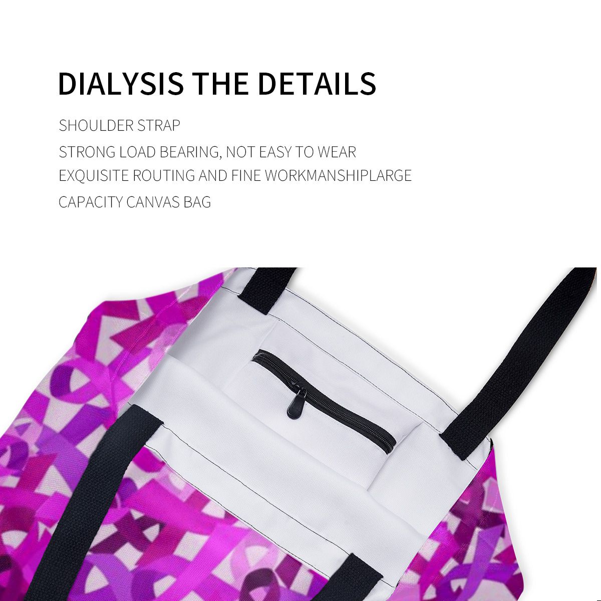 Intense Pink Ribbon Sassy Breast Cancer Survivor Canvas Bag No.RGYKIH