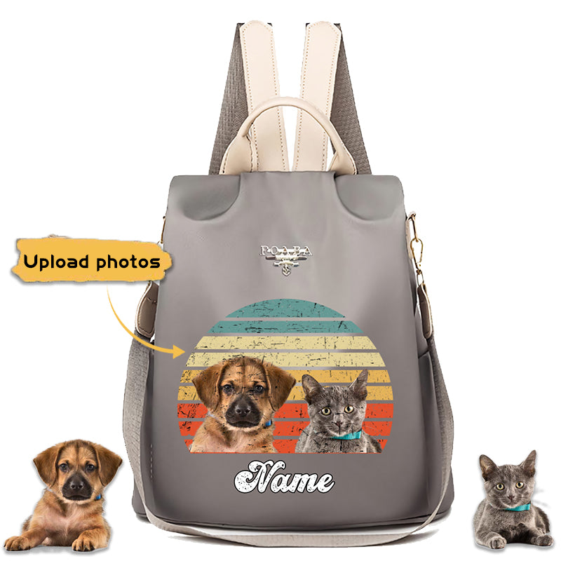 Dog Cat Vintage Retro Photo, Custom Photo Backpack