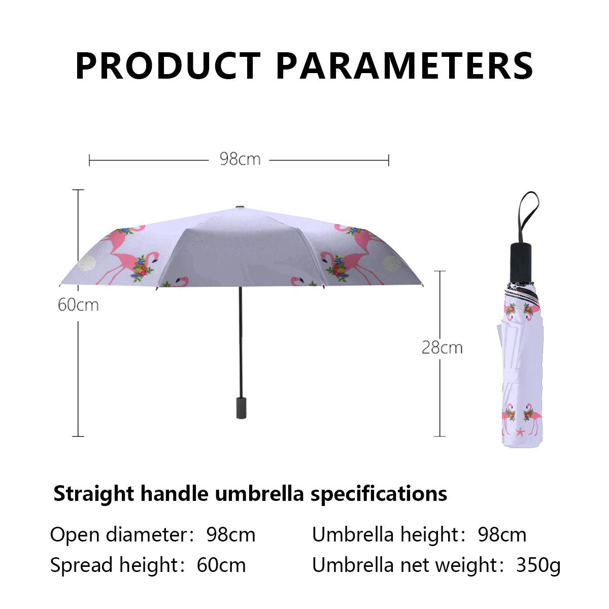 Tropical Flamingos All Around Lavender Christmas Brushed Polyester Umbrella No.L4Z6KE