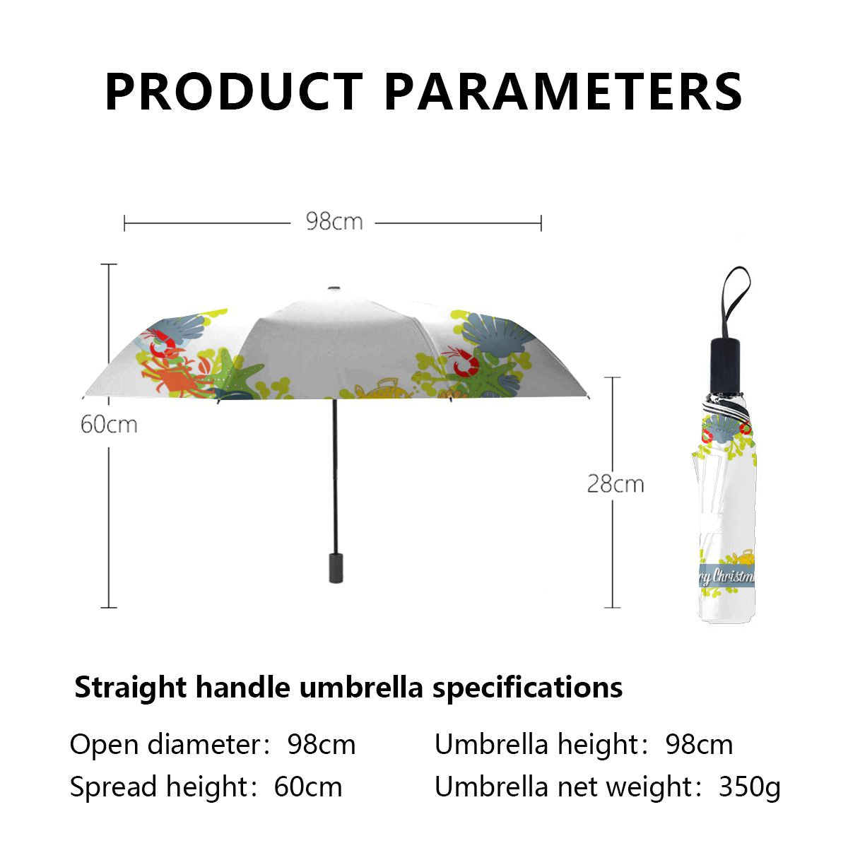 Nautical Theme Christmas Wreath Umbrella No.LY673P